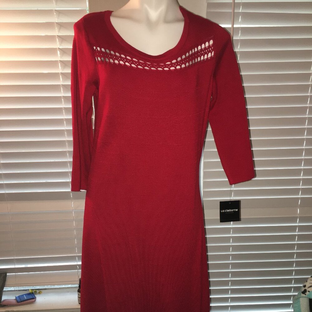 Liz Claiborne Red Sweater Evening Dress -    SW1 Box  Large Up to 40 Bust